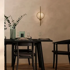 Wandleuchte Metall 48 cm hoch in Gold Weiß (Stein) E14