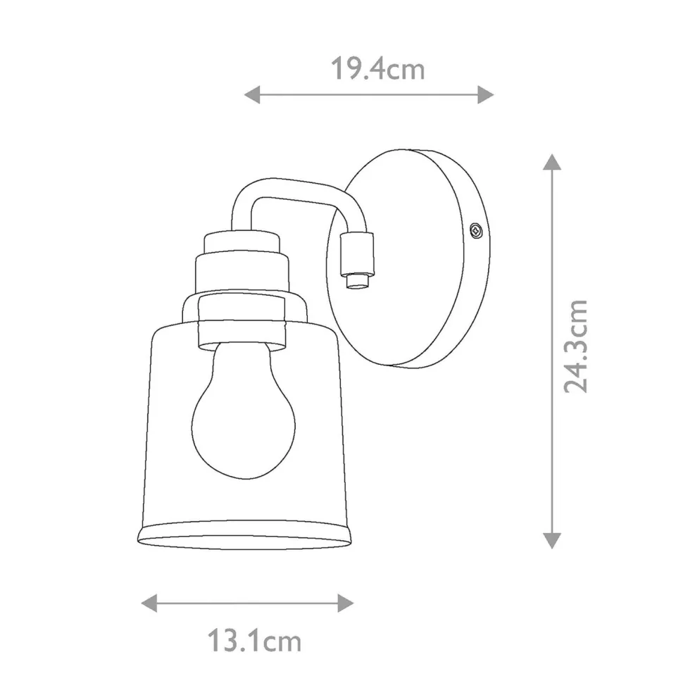 Wandleuchte Metall Glas H: 24,3 cm Vintage ASTANA