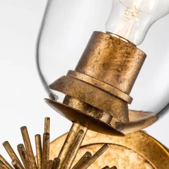 Wandleuchte Metall Glas H: 36,8 cm in Gold Antik E27