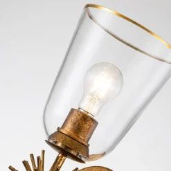 Wandleuchte Metall Glas H: 36,8 cm in Gold Antik E27