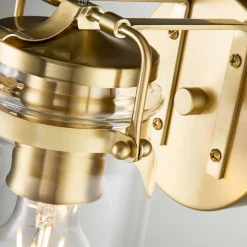 Wandleuchte Metall Glas H: 29,2 cm in Messing gebürstet E27