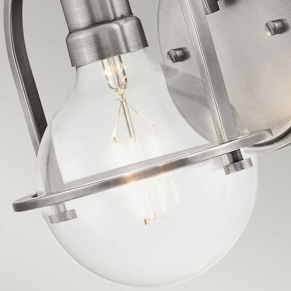 Wandleuchte Metall Glas H: 23,3 cm Nickel gebürstet E27