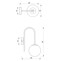 Wandleuchte Metall Glas Schwarz Weiß E14 Kugel blendarm