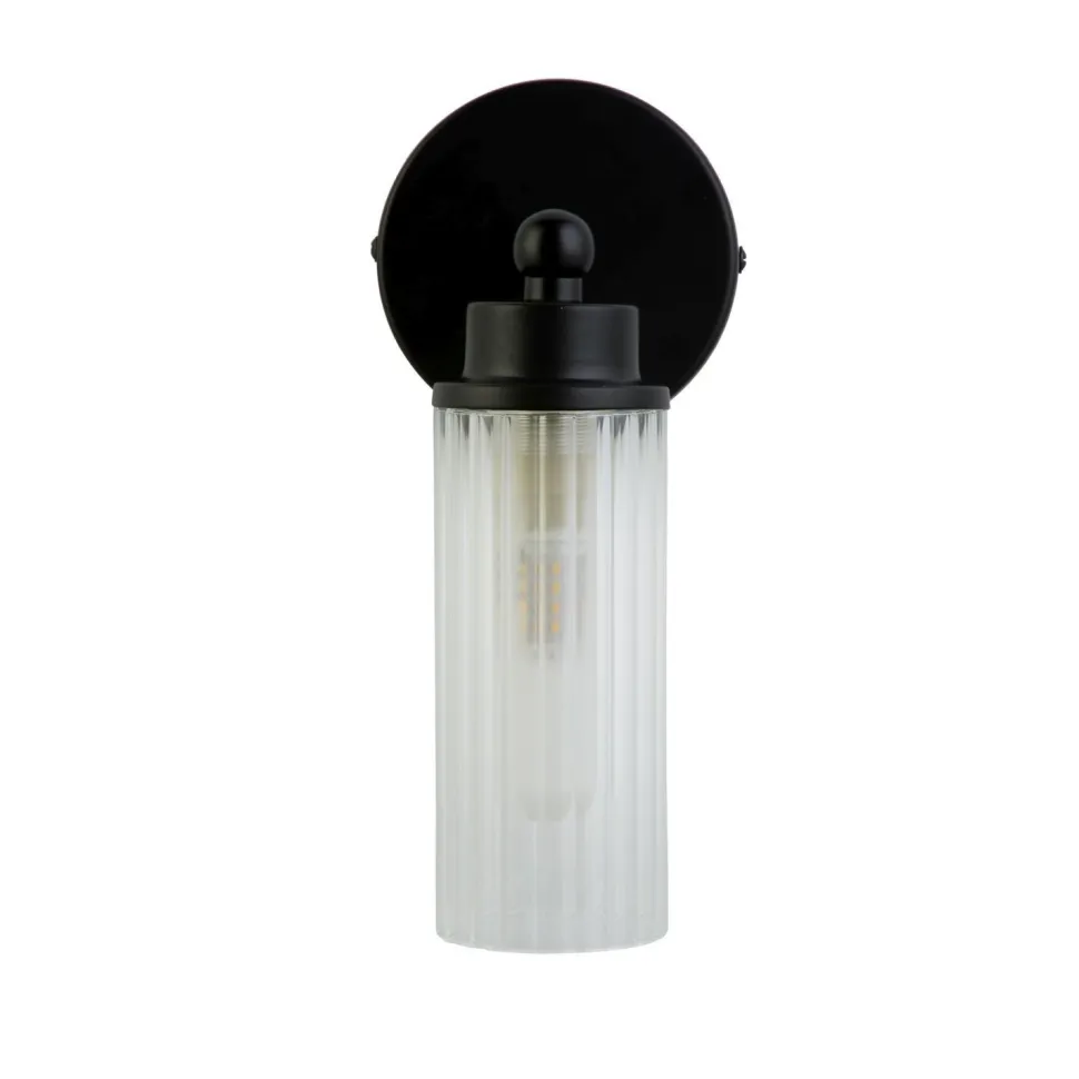 Wandleuchte Metall Glasschirm G9 IP44 B:10 cm Schwarz