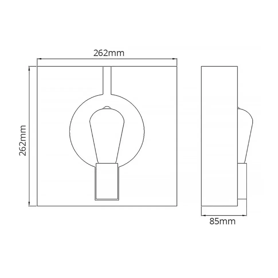 Wandleuchte Metall Graphit H: 26,6 cm klein E27 eckig Modern