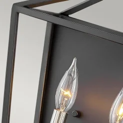 Wandleuchte Metall H: 43,1 cm Schwarz Nickel poliert