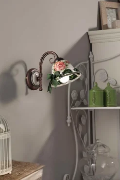 Wandleuchte Metall Keramik E14 17 cm hoch Landhausstil