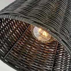Wandleuchte Metall Rattan E27 verstellbar Schwarz vielseitig