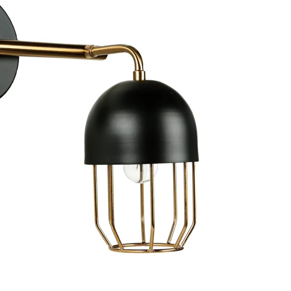 Wandleuchte Metall Schwarz Gold Loft Design 2x E14 QUINN