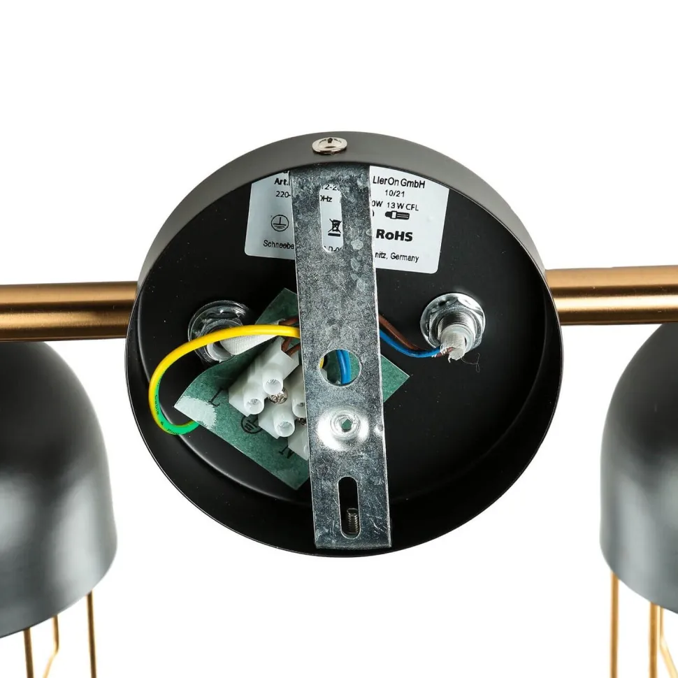 Wandleuchte Metall Schwarz Gold Loft Design 2x E14 QUINN