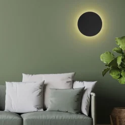 Wandleuchte Metall Schwarz Ø 30 cm rund flach