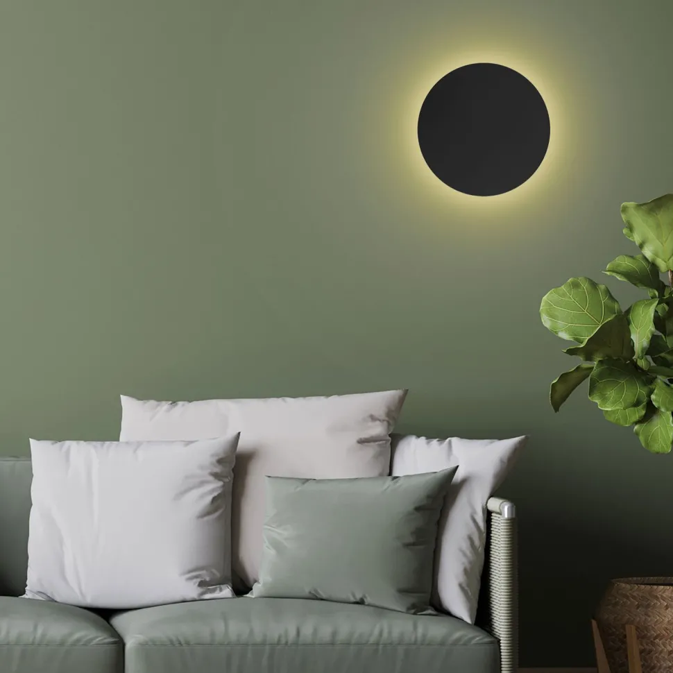 Wandleuchte Metall Schwarz Ø 30 cm rund flach