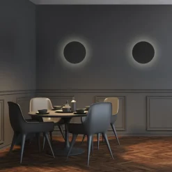 Wandleuchte Metall Schwarz Ø 30 cm rund flach