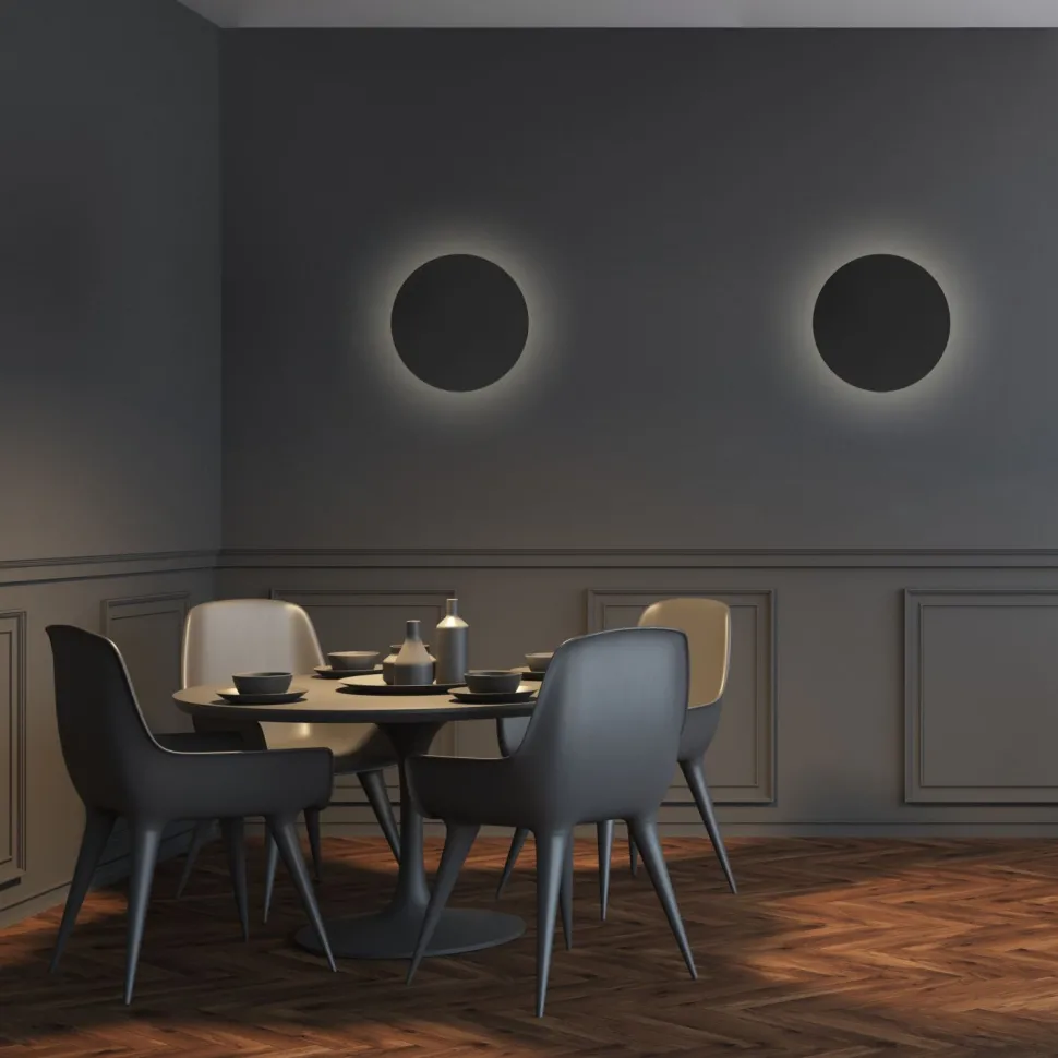 Wandleuchte Metall Schwarz Ø 30 cm rund flach