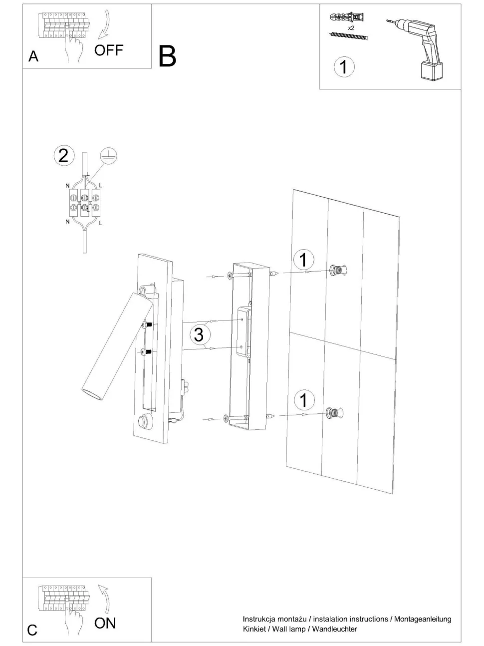 Wandleuchte Metall Schwarz verstellbar H: 20 cm G9 Lesen