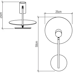 Wandleuchte Metall Teak Holz Furnier GU10 50 cm hoch