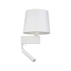 Wandleuchte mit Leselampe Schalter Weiß Stoffschirm
