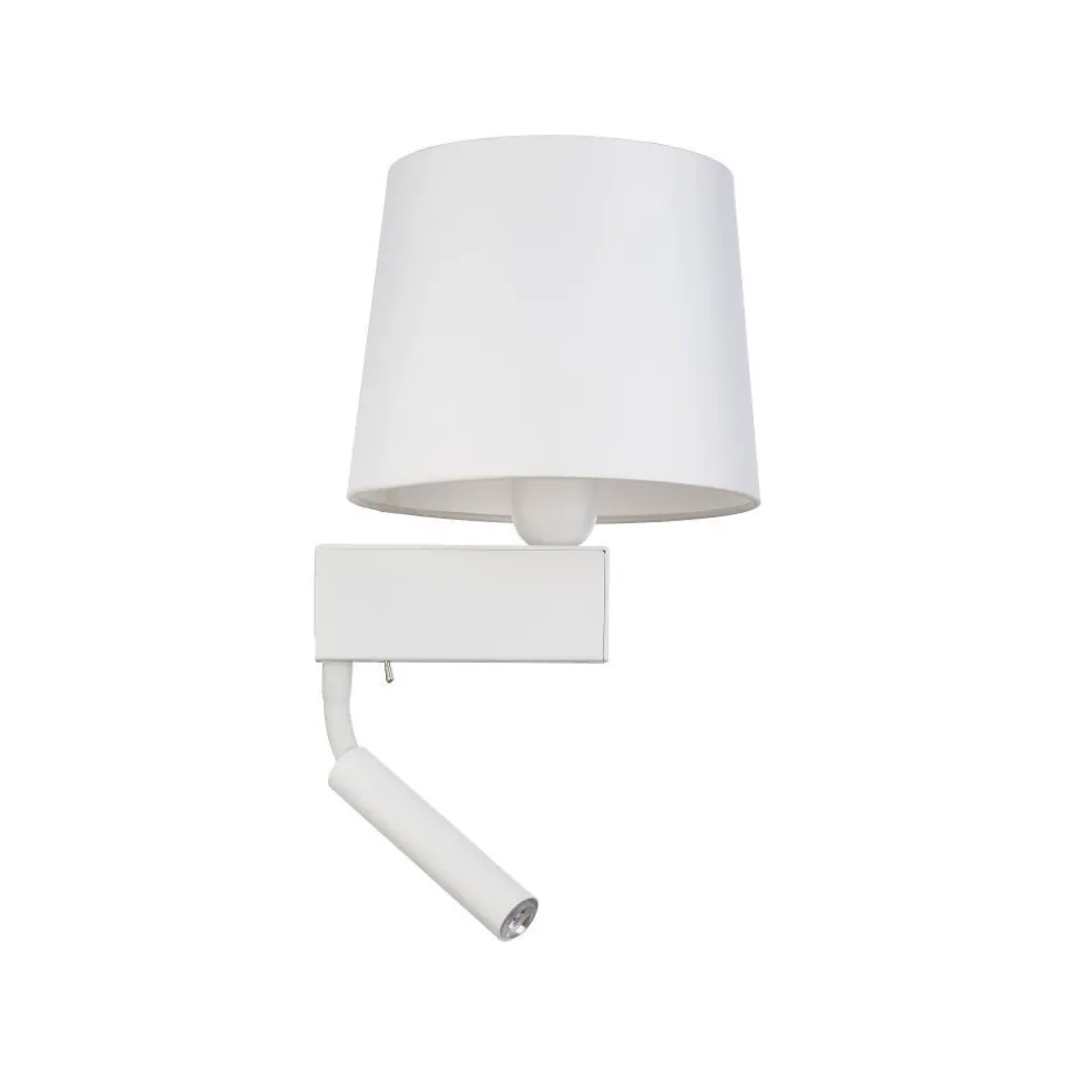 Wandleuchte mit Leselampe Schalter Weiß Stoffschirm