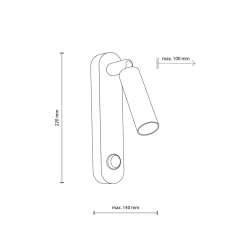 Wandleuchte mit Schalter Metall G9 H: 22cm schwenkbar Schwarz