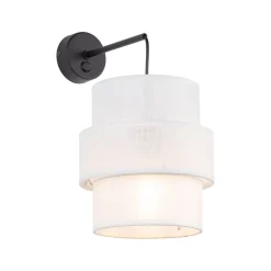 Wandleuchte mit Schalter Stoff Metall Weiß Schwarz E27 GREET