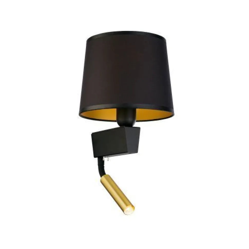 Wandleuchte mit Schalter Lesearm Schwarz Gold Modern