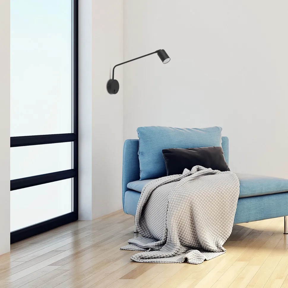 Wandleuchte mit Schalter Metall verstellbar GU10 Schwarz