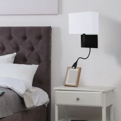 Wandleuchte mit Schwanenhals Schalter E27 Schwarz Weiß