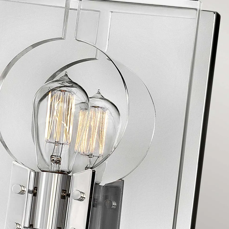 Wandleuchte quadratisch 26,1 cm hoch Nickel poliert E27