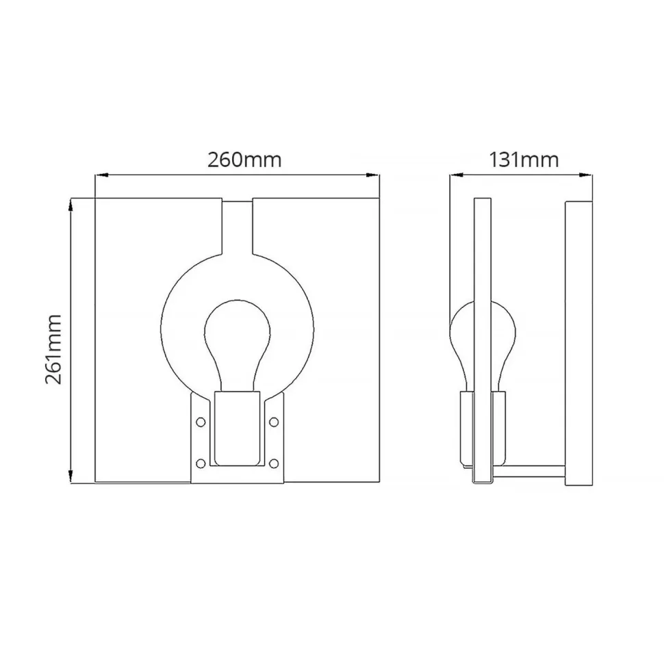 Wandleuchte quadratisch 26,1 cm hoch Nickel poliert E27
