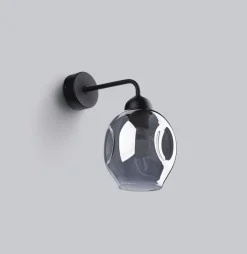Wandleuchte Rauchglas Schwarz E27 dekorativ SEGIN