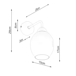 Wandleuchte Rauchglas Schwarz E27 dekorativ SEGIN
