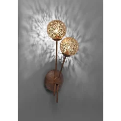 Wandleuchte Rustikal Rostbraun Gold H:44 cm G9 2-flmg
