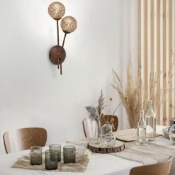 Wandleuchte Rustikal Rostbraun Gold H:44 cm G9 2-flmg