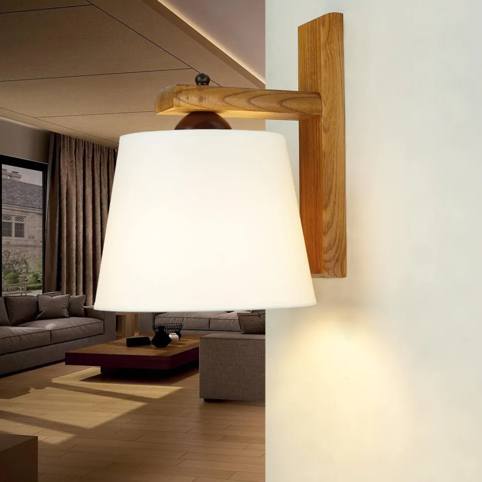 Wandleuchte Schirm Holz wohnlich BEVERELY Lampe