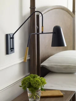 Wandleuchte Schwarz E27 Metall mit Schalter drehbar