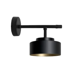 Wandleuchte Schwarz Gold H: 17 cm Messing Eisen E27