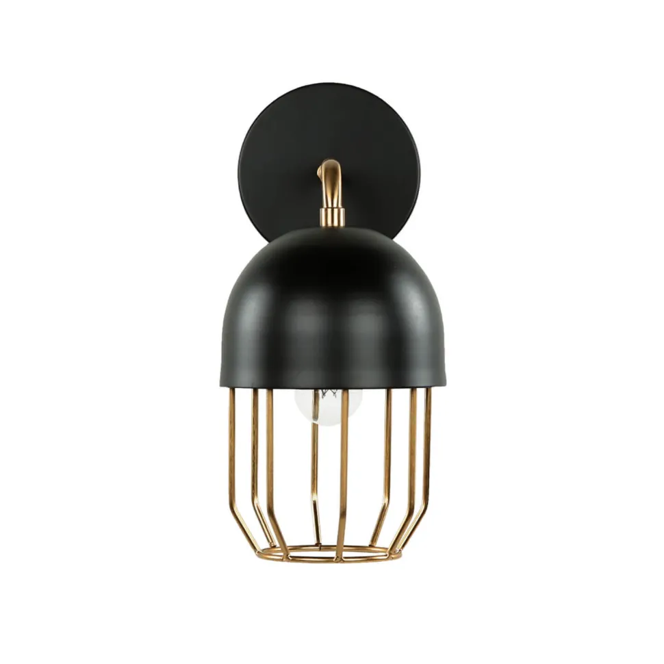 Wandleuchte Schwarz Gold E14 Metall Loft Design QUINN