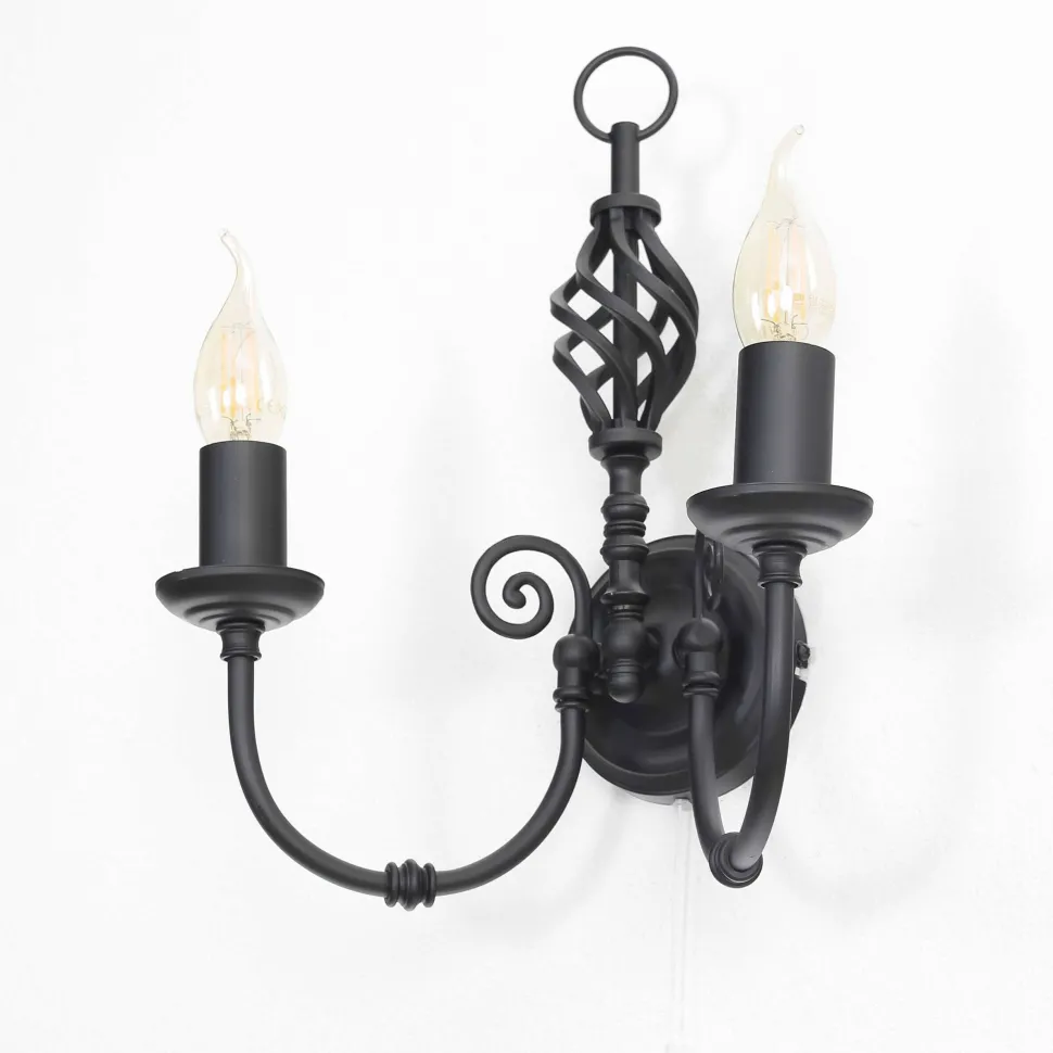 Wandleuchte schwarz Jugendstil 2-flmg.