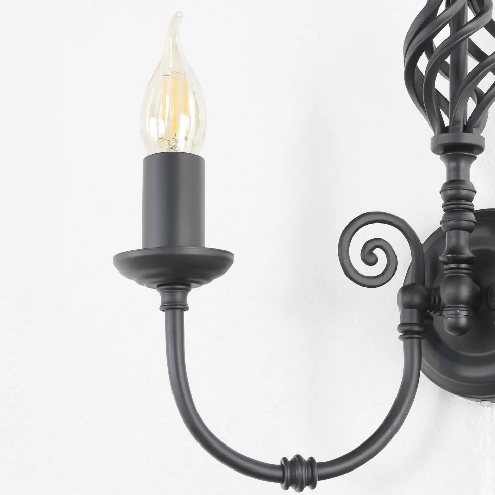 Wandleuchte schwarz Jugendstil 2-flmg.