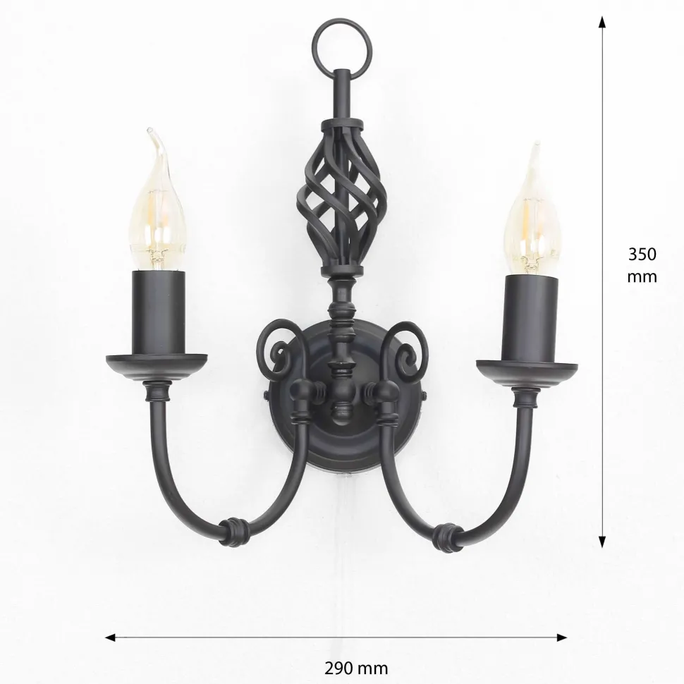 Wandleuchte schwarz Jugendstil 2-flmg.