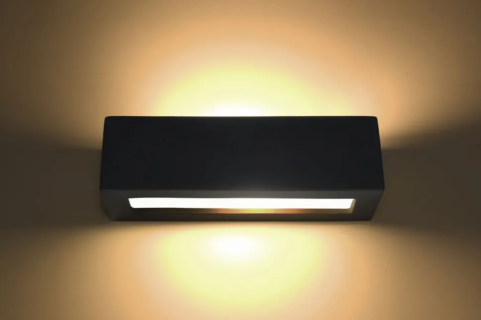 Wandleuchte Schwarz Keramik Glas Up Down indirekt E27