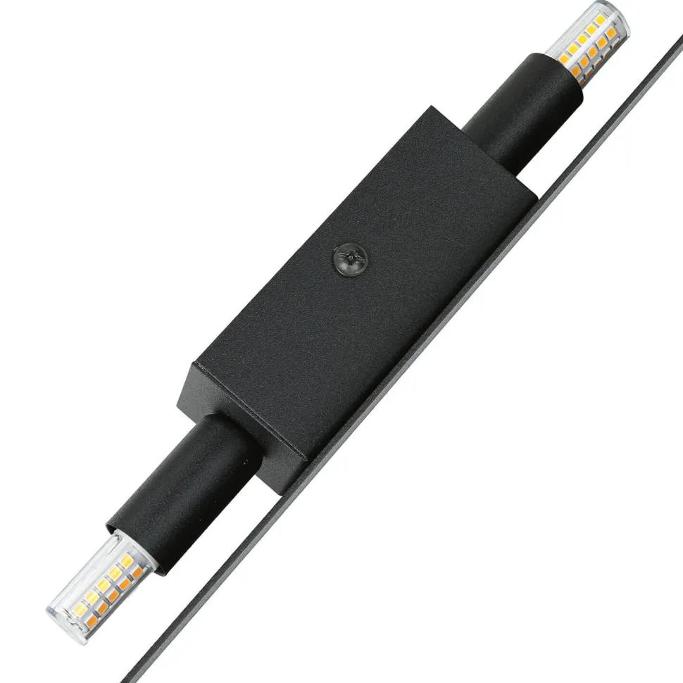 Wandleuchte Schwarz Modern Metall 50 cm lang flach eckig