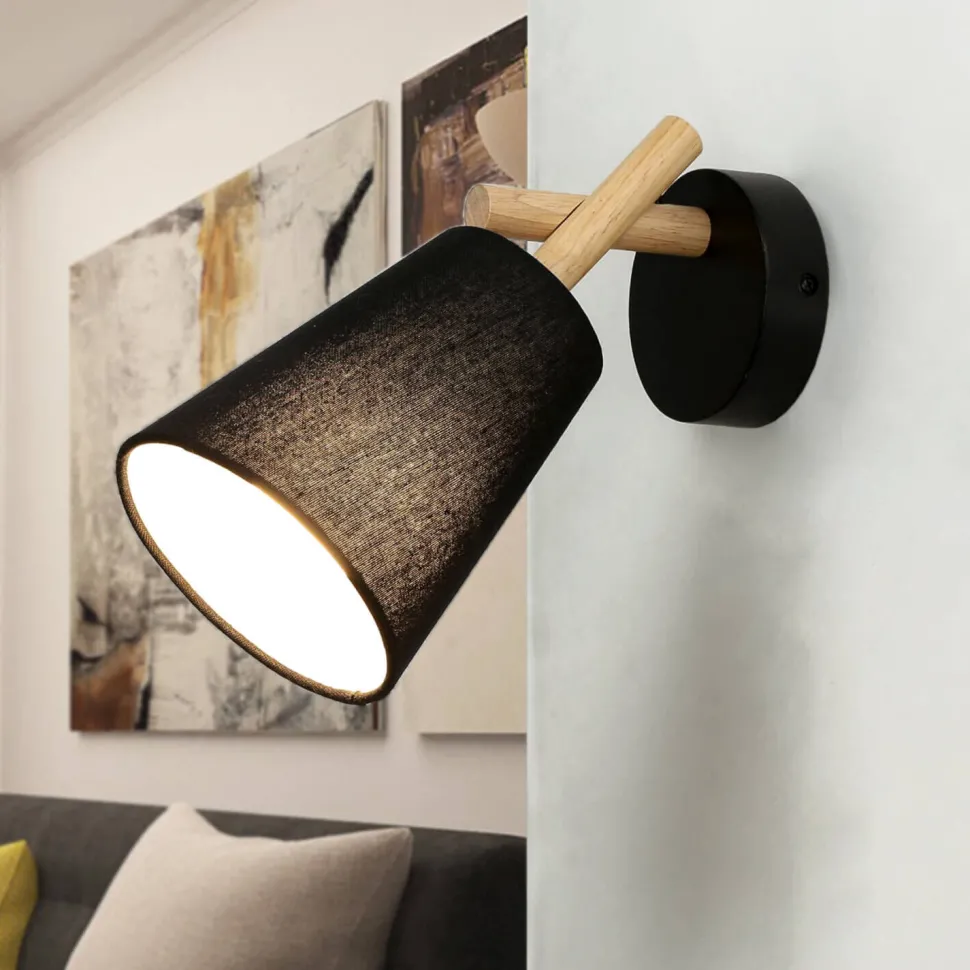 Wandleuchte Schwarz Stoff Schirm E27 VAIO