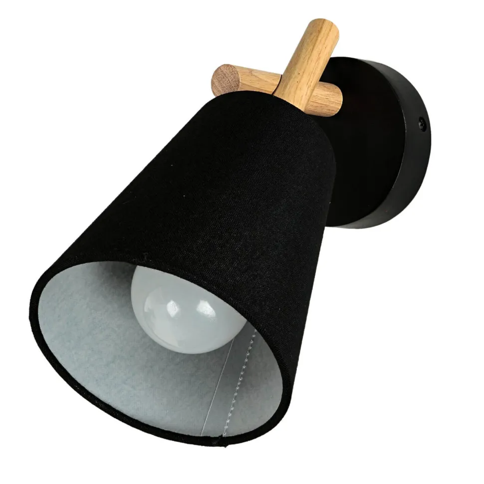 Wandleuchte Schwarz Stoff Schirm E27 VAIO