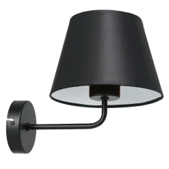 Wandleuchte Schwarz Weiß Stoff Metall H:23 cm konisch