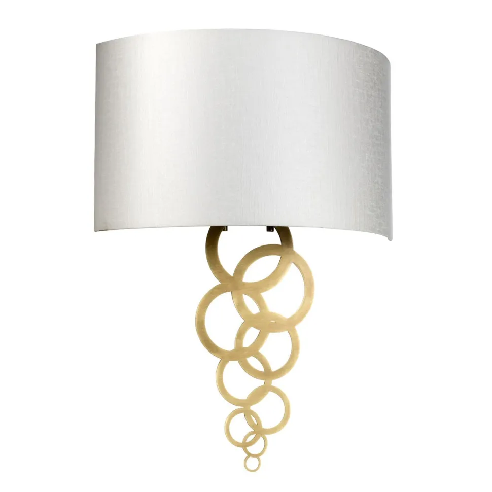 Wandleuchte Stoff Metall in Creme Messing Modern