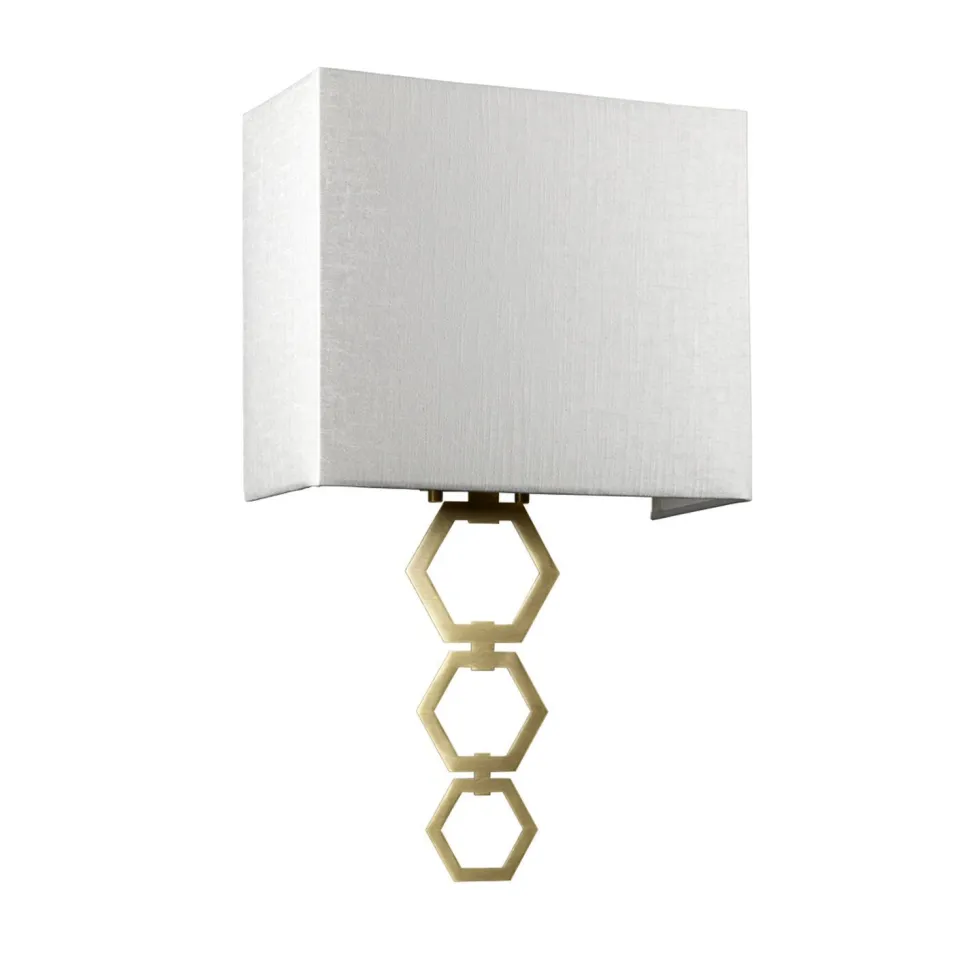 Wandleuchte Stoff Schirm Up Down Creme Messing