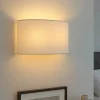 Wandleuchte Stoff Up Down in Creme Messing GRASTA