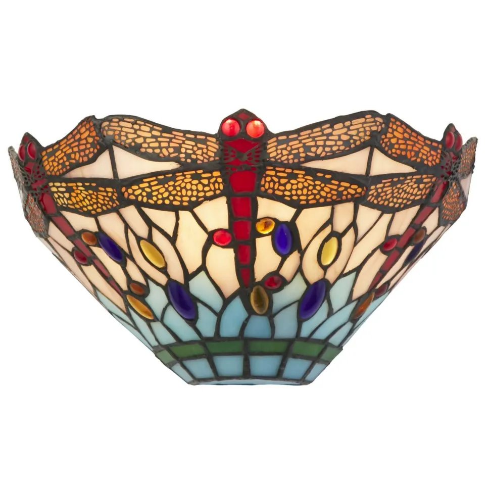 Wandleuchte Tiffany Stil Buntglas Metall B: 30,5 cm E14