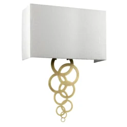 Wandleuchte Up Down in Creme Messing antik Stoff Metall